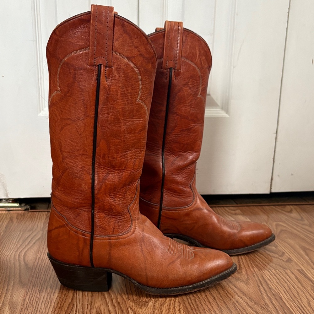 Tony Lama Brown Leather Western Cowboy Boots